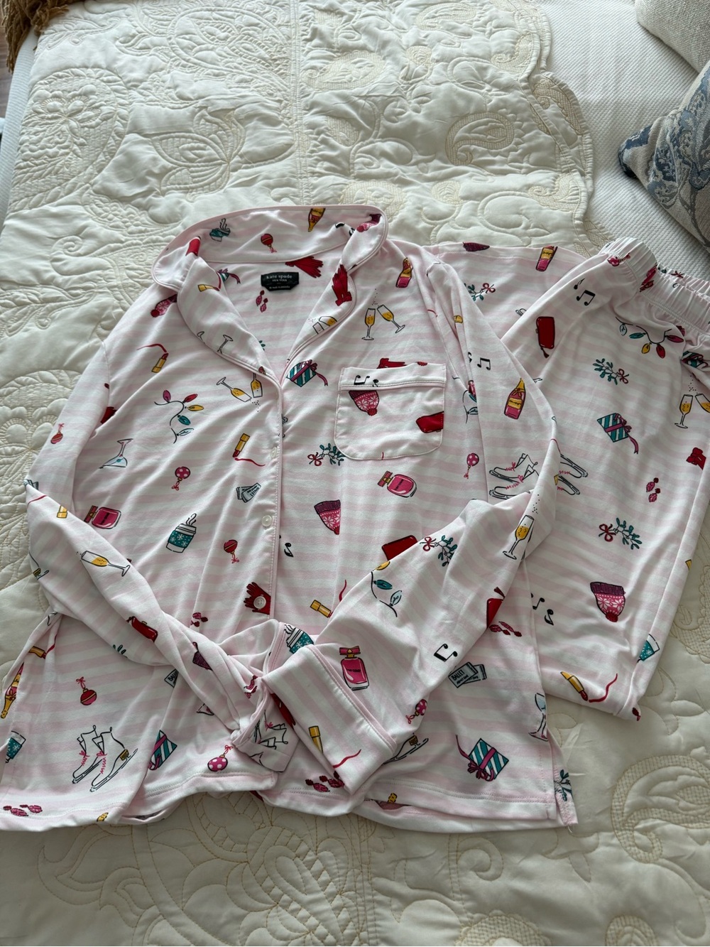 Kate Spade Women’s  Pink Patterned Pajama Set - Brand:
